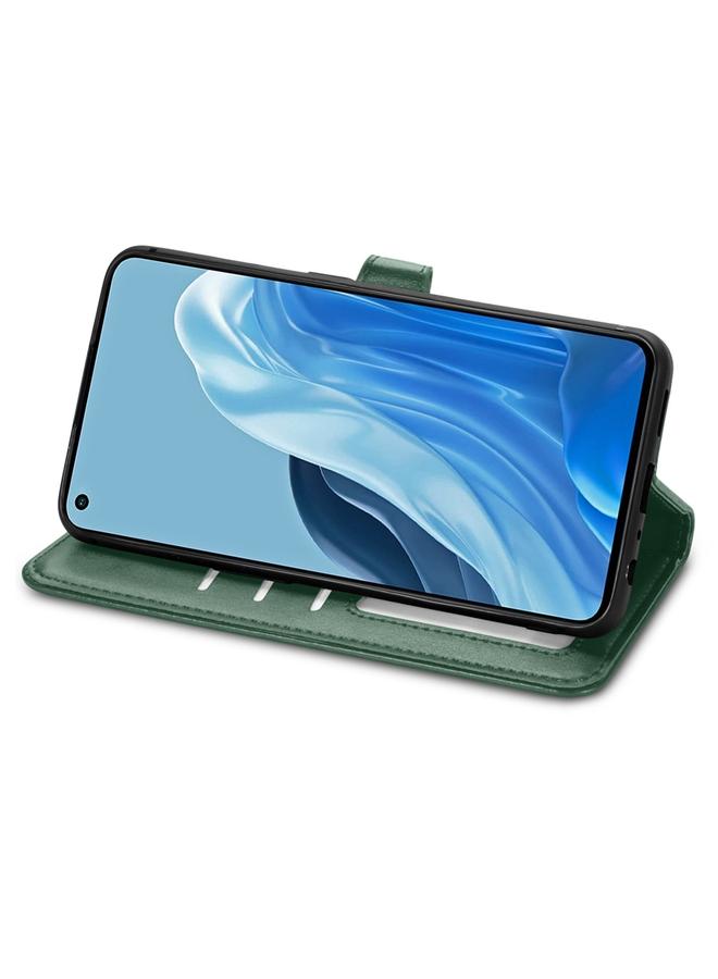 اس-توب جراب لهاتف OPPO Reno7 Pro 5G، جراب هاتف من الجلد بلون سادة مع مشبك - Image 4