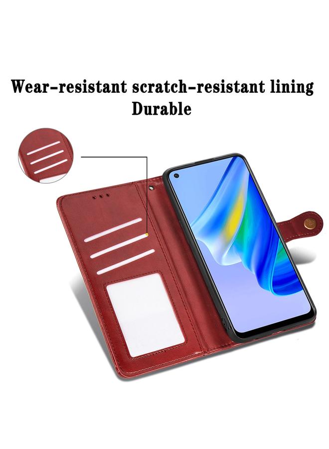 اس-توب جراب لهاتف OPPO Reno7 Pro 5G، جراب هاتف من الجلد بلون سادة مع مشبك - Image 5