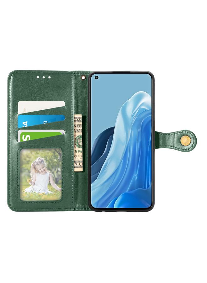 اس-توب جراب لهاتف OPPO Reno7 Pro 5G، جراب هاتف من الجلد بلون سادة مع مشبك - Image 3