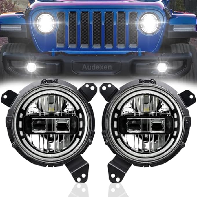 AUDEXEN Jl Headlights  7 Inch Headlights With Jl Headlight Mounting Bracket Adapters Compatible With Jeep Wrangler Jl Jlu Sahara Rubicon Sport 20182021 Dot Approved 2Pcs Black - Image 2