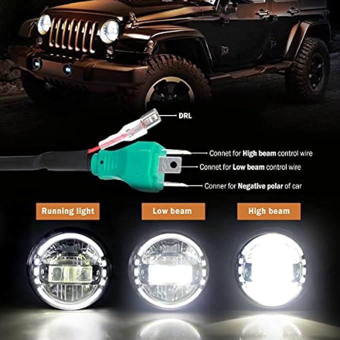 AUDEXEN Jl Headlights  7 Inch Headlights With Jl Headlight Mounting Bracket Adapters Compatible With Jeep Wrangler Jl Jlu Sahara Rubicon Sport 20182021 Dot Approved 2Pcs Black - Image 3