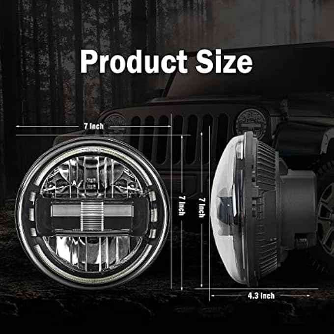 AUDEXEN Jl Headlights  7 Inch Headlights With Jl Headlight Mounting Bracket Adapters Compatible With Jeep Wrangler Jl Jlu Sahara Rubicon Sport 20182021 Dot Approved 2Pcs Black - Image 5