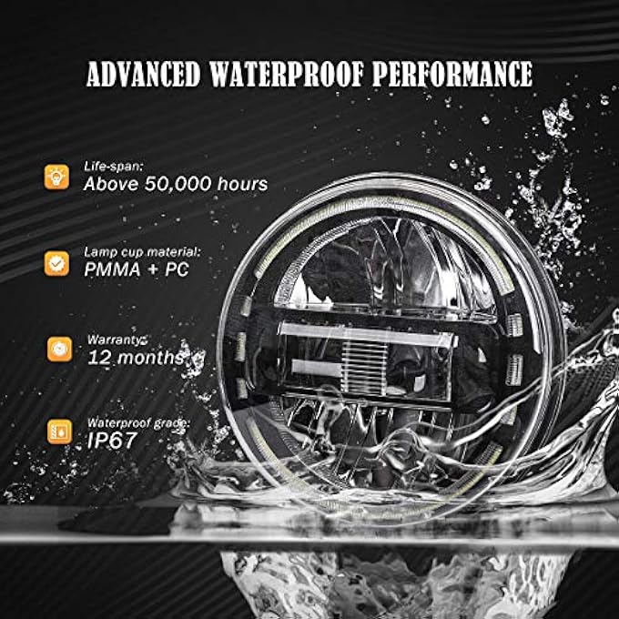 AUDEXEN Jl Headlights  7 Inch Headlights With Jl Headlight Mounting Bracket Adapters Compatible With Jeep Wrangler Jl Jlu Sahara Rubicon Sport 20182021 Dot Approved 2Pcs Black - Image 4
