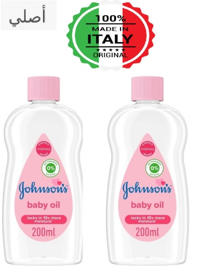 Johnson's Arabic Original Soothing & Moisturising Baby Oil 200ml (Pack of 2pcs) Made in Italy - Image 1