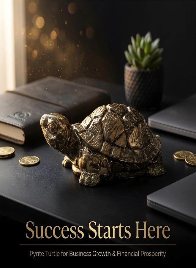 Gratify Pyrite Tortoise (Kachhua) - Wealth & Good Luck Crystal Turtle | Vastu Feng Shui Home Decor for Prosperity & Protection (2.7 x 1 Inch) - Image 4