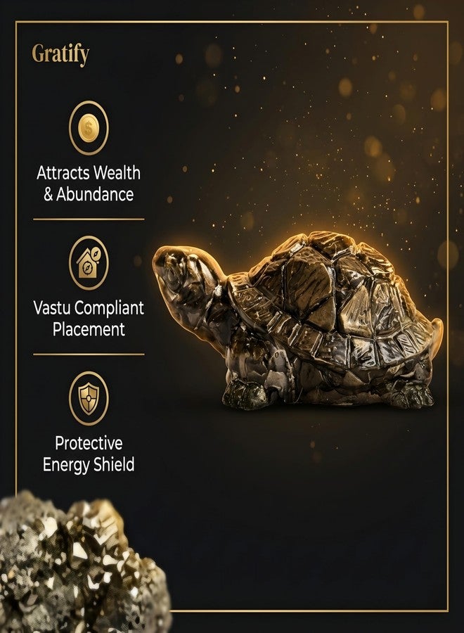 Gratify Pyrite Tortoise (Kachhua) - Wealth & Good Luck Crystal Turtle | Vastu Feng Shui Home Decor for Prosperity & Protection (2.7 x 1 Inch) - Image 3
