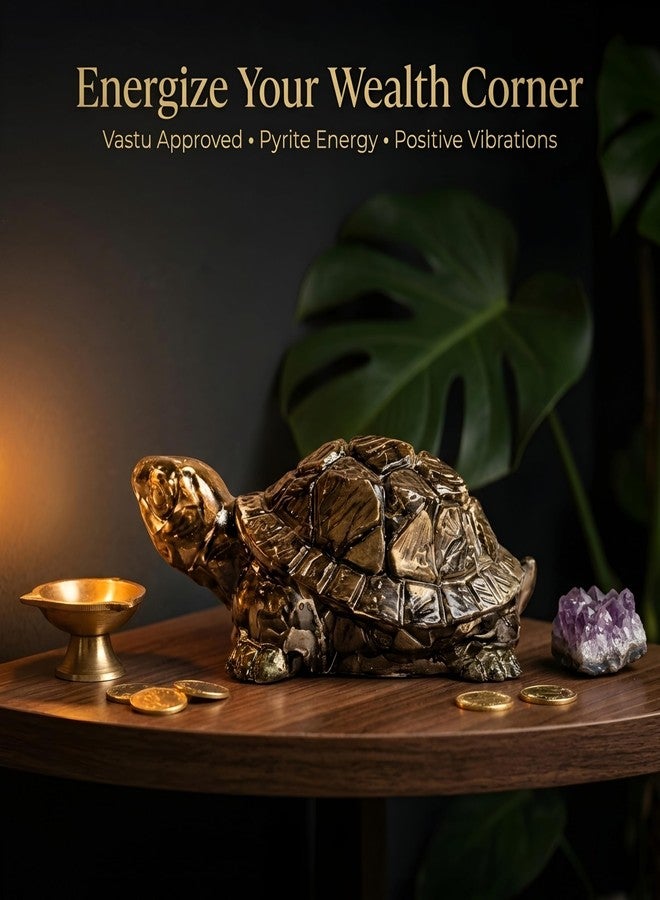 Gratify Pyrite Tortoise (Kachhua) - Wealth & Good Luck Crystal Turtle | Vastu Feng Shui Home Decor for Prosperity & Protection (2.7 x 1 Inch) - Image 2
