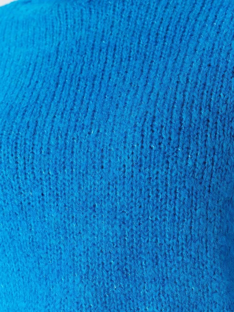 Mixray Maya Blue Mixray Thick Turtleneck Textured Crop Sweater for Women | Best Price UAE