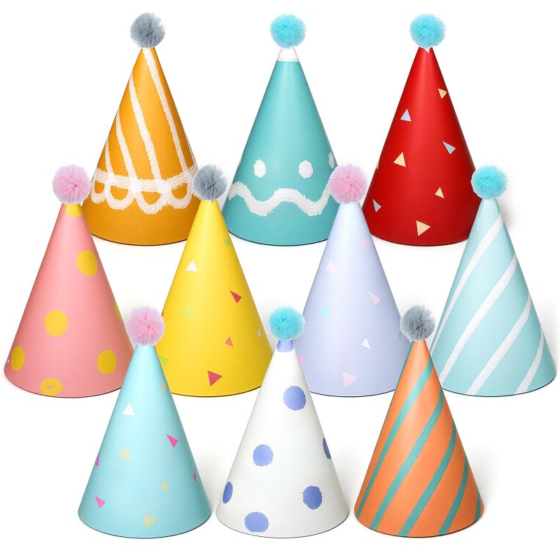 Alrhso Party Hats for Stuffed Animals, 10 Pcs Colorful Stuffed Animal Party Hat, Lovely Paper Cone Tiny Birthday Hats, Mini PartyHat for Stuff Animals Pets, Accessories - Image 1