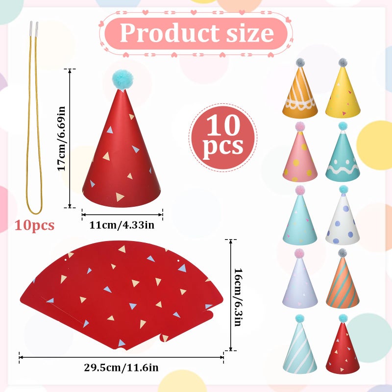 Alrhso Party Hats for Stuffed Animals, 10 Pcs Colorful Stuffed Animal Party Hat, Lovely Paper Cone Tiny Birthday Hats, Mini PartyHat for Stuff Animals Pets, Accessories - Image 2