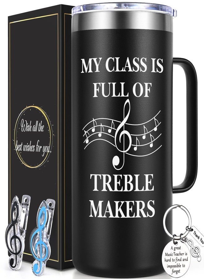 Lifecapido Music Teacher Gifts, My Class Is Full of Treble Makers 20oz Coffee Mug with Keychain Musical Note Clip, Birthday Christmas Music Teacher Appreciation Gifts for Men, Black - Image 1
