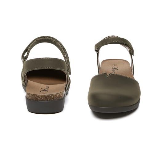 Athlefit Womens Closed Toe Sandals Comfort Casual Cork Footbed and Arch Support Flat Sandals Ivy Size 5.5 - Image 4