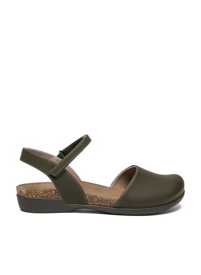Athlefit Womens Closed Toe Sandals Comfort Casual Cork Footbed and Arch Support Flat Sandals Ivy Size 5.5 - Image 1