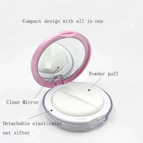 Sohynca Empty Plastic Loose Powder Compact Container with Velvet Powder puff Mirror and Elasticated Net Sifter,Empty Reusable Powder box, 5g Portable DIY Makeup Powder case - Image 3