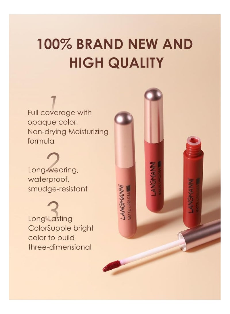 LANGMANNI مجموعة لمسات الشفاه المخملية غير اللامعة - مجموعة أحمر شفاه من 6 قطع - Image 2