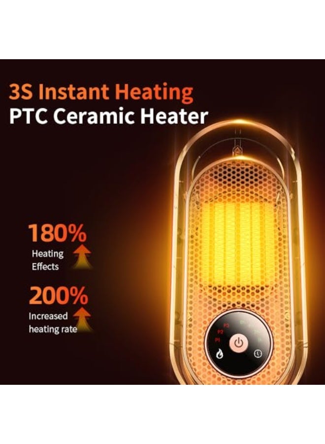 مدفأة كهربائية, 1500 واط, سخانات محمولة داخلية, سريعة وآمنة, سيراميك PTC الكهربائي لمكتب الدراسة وغرفة النوم - Image 5