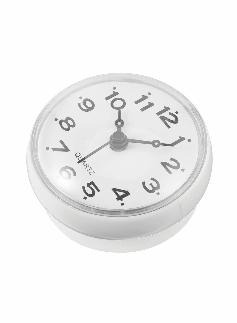 كابتن تيك Bathroom Shower Suction Cup Wall Clock Silent Waterproof Clock Quality Quartz Clock (White) - Image 1