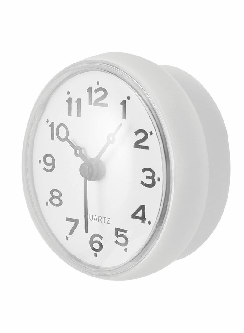 كابتن تيك Bathroom Shower Suction Cup Wall Clock Silent Waterproof Clock Quality Quartz Clock (White) - Image 3