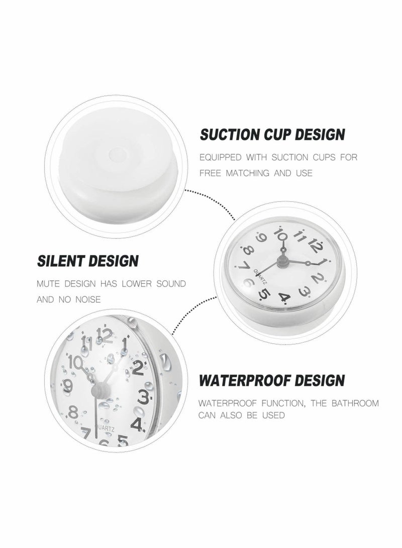كابتن تيك Bathroom Shower Suction Cup Wall Clock Silent Waterproof Clock Quality Quartz Clock (White) - Image 4