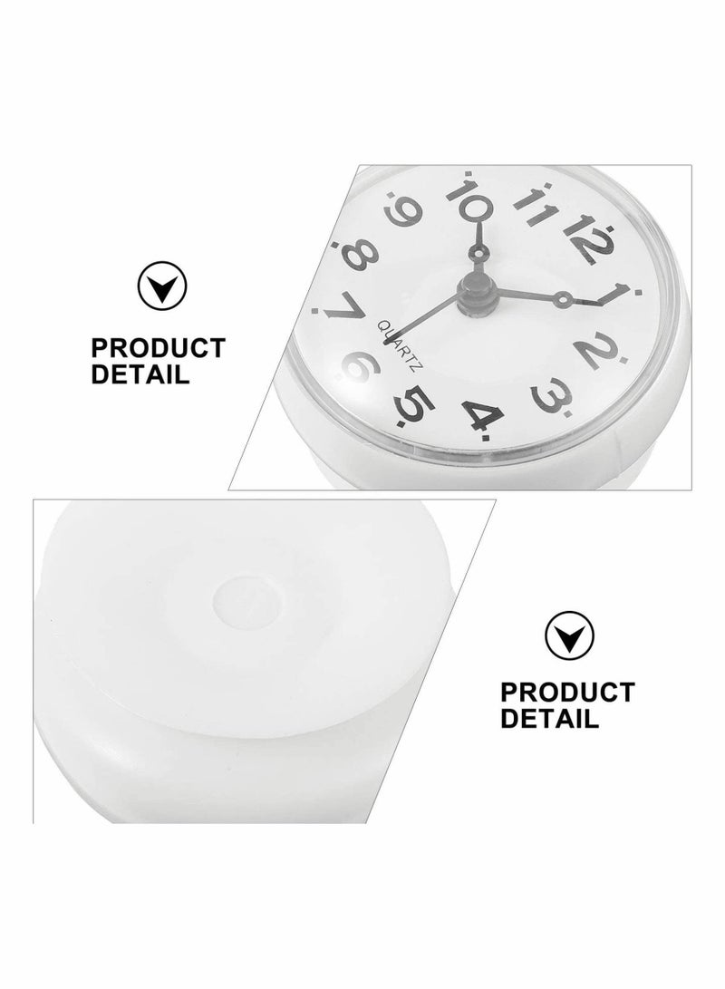 كابتن تيك Bathroom Shower Suction Cup Wall Clock Silent Waterproof Clock Quality Quartz Clock (White) - Image 5