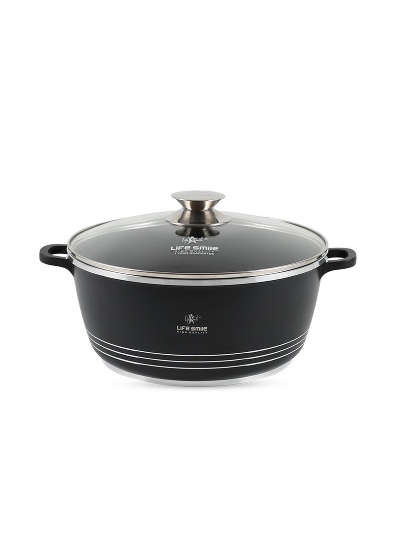 Life Smile Ceramic Nonstick Stockpot with Glass Lid, Cookware Cooking Pot, Soup Pot for Soups and Stews Black - Image 1