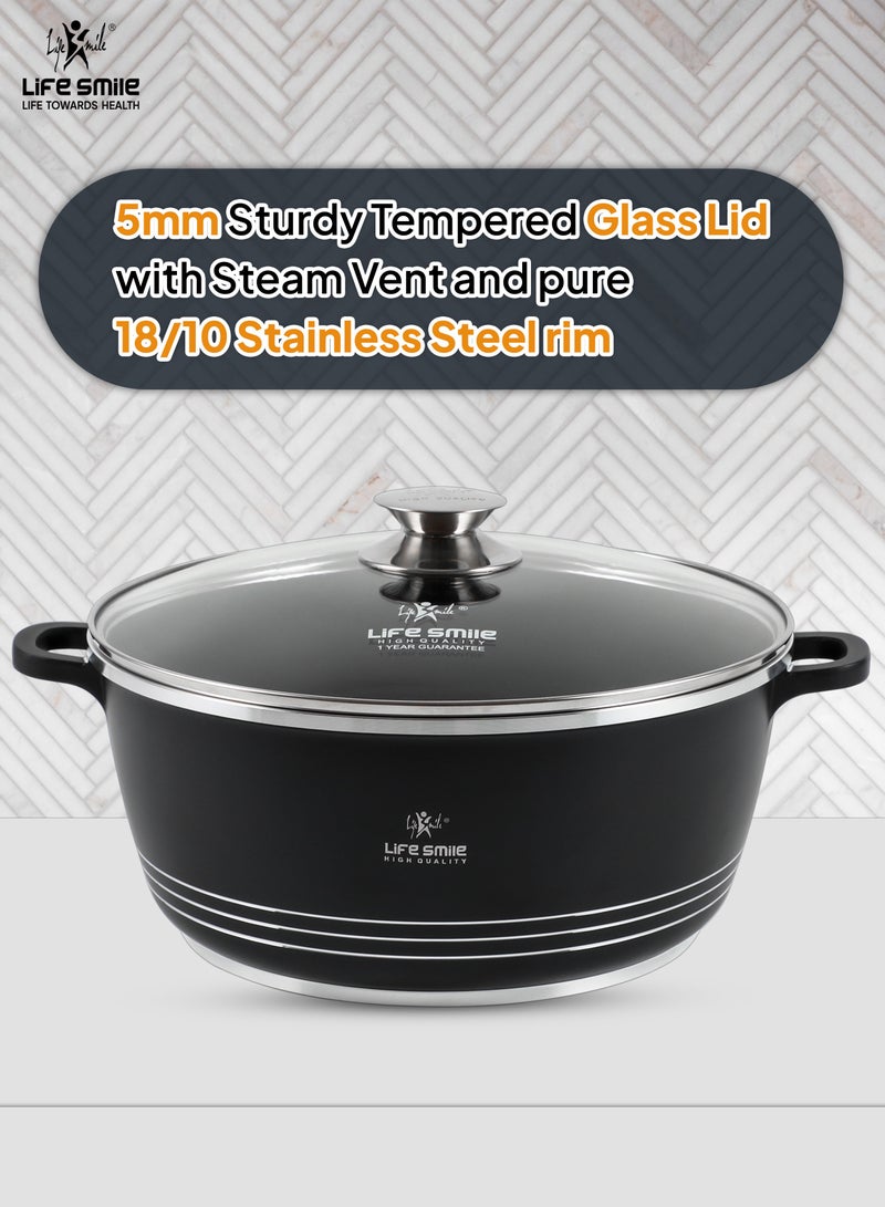 Life Smile Ceramic Nonstick Stockpot with Glass Lid, Cookware Cooking Pot, Soup Pot for Soups and Stews Black - Image 5
