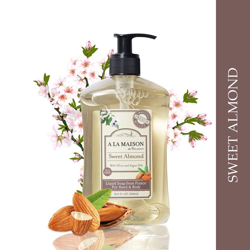 A LA MAISON French Liquid Hand Soap, Almond - Natural Hand Wash Made with Essential Oils - Biodegradable, Plant-Based, Vegan, Cruelty-Free, Alcohol & Paraben Free (16.9 oz, 6 Pack) - Image 2