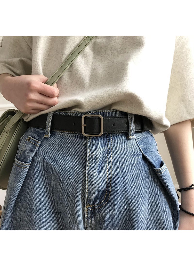 New Retro Fashion Versatile Belt Chic Student Casual Simple Square Buckle Belt Trouser Belt Unisex ins Brown - Image 3