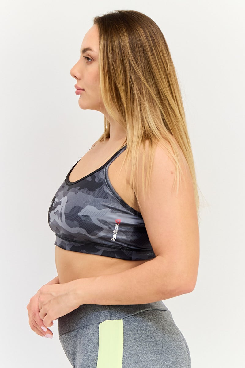 Reebok حمالة صدر رياضية بدون حشوة للنساء، رمادي غامق - Image 2