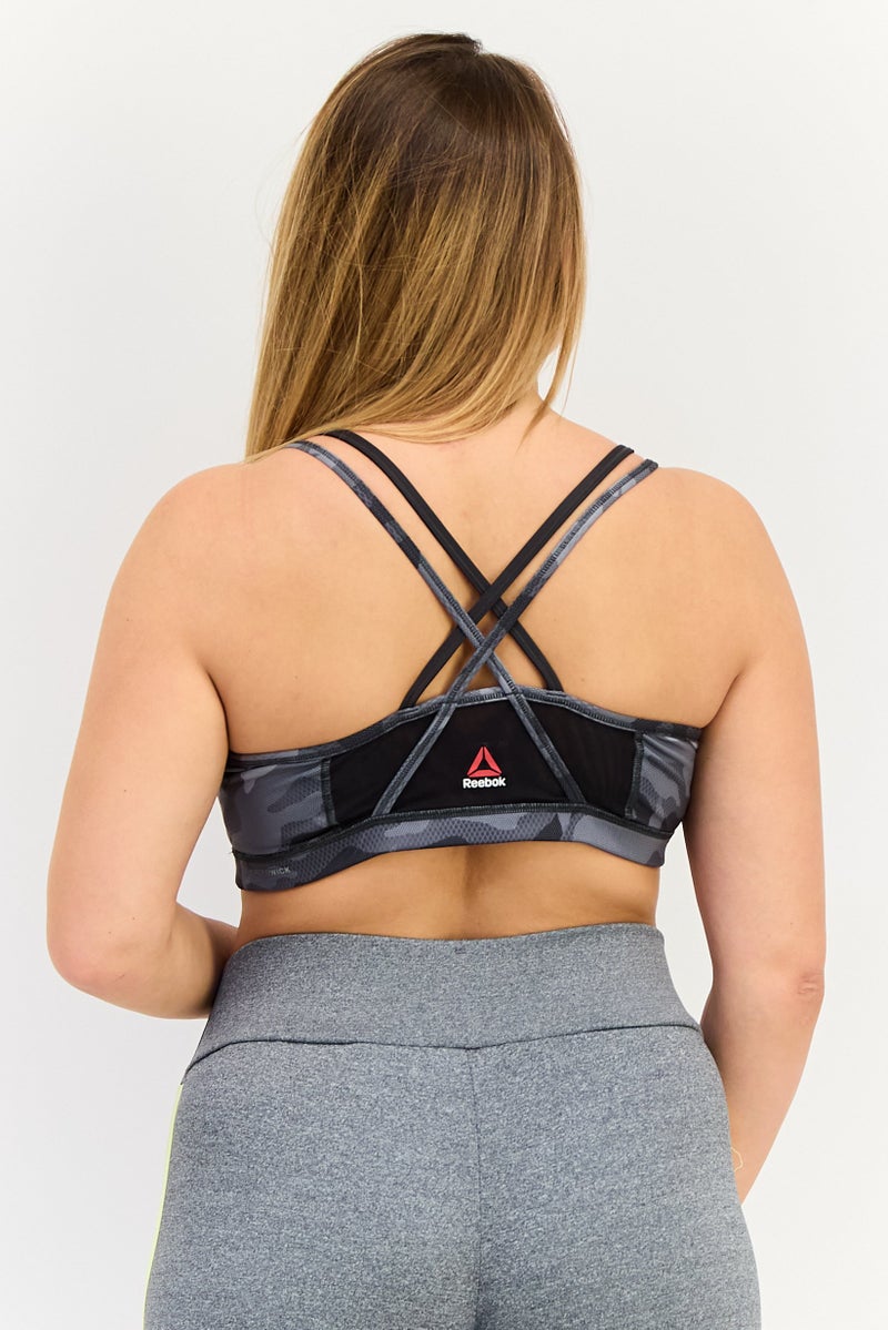 Reebok حمالة صدر رياضية بدون حشوة للنساء، رمادي غامق - Image 4