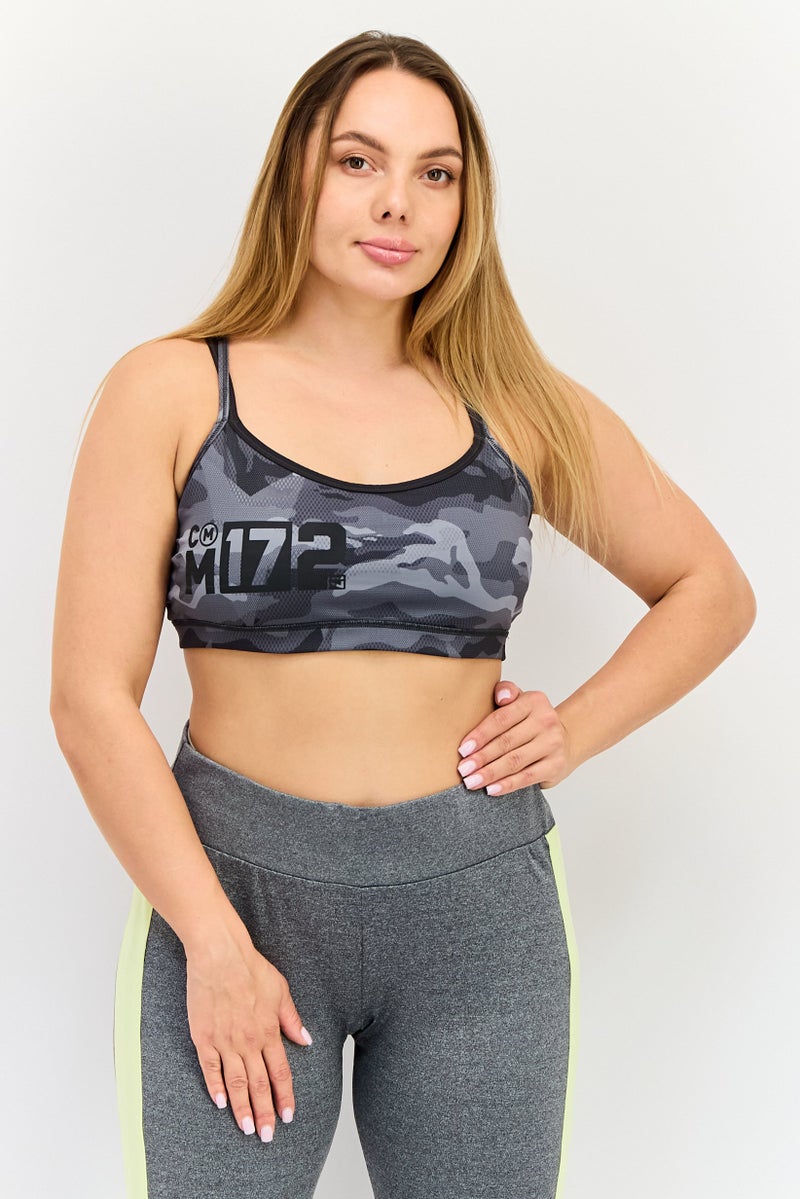 Reebok حمالة صدر رياضية بدون حشوة للنساء، رمادي غامق - Image 1