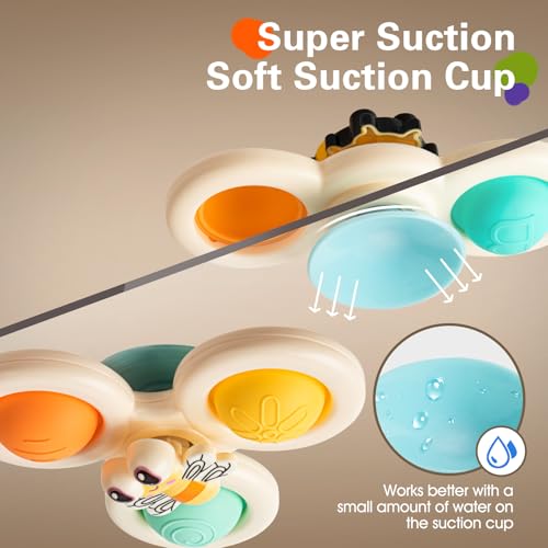 TOHIBEE 3-Piece Suction Cup Spinner Toys for 1-3 Year Old Boys & Girls - Spinning Sensory Toys for Toddlers 12-18 Months - First Birthday Gifts - Image 3