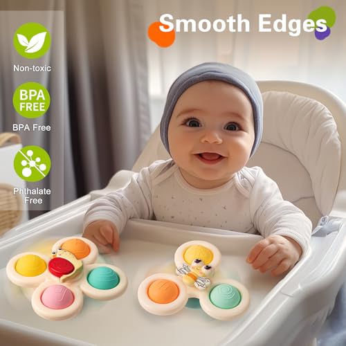 TOHIBEE 3-Piece Suction Cup Spinner Toys for 1-3 Year Old Boys & Girls - Spinning Sensory Toys for Toddlers 12-18 Months - First Birthday Gifts - Image 2