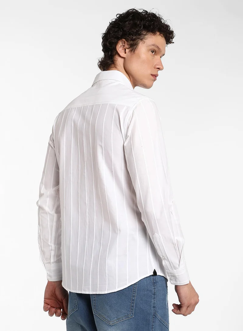 كامبوس سوترا Men's Daisy White Pastel Striped Shirt