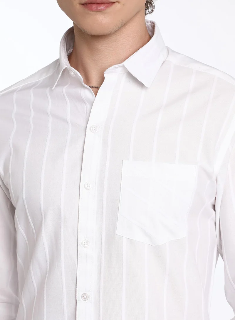 كامبوس سوترا Men's Daisy White Pastel Striped Shirt