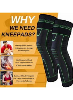 YQbest Knee Brace for Men & Women-2 Pack Knee Brace for Pain Relief, Breathable Knee Compression Sleeve, Knee Support for Meniscus Tear, Running, Weightlifting, Workout, ACL, Arthritis (Green)  - Image 2