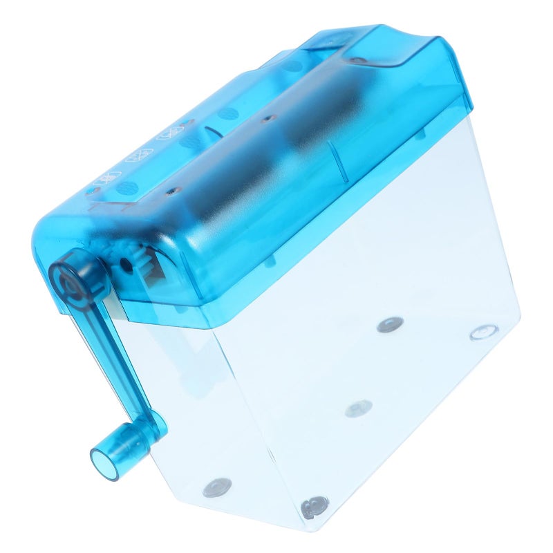 Blue Manual Hand Crank Paper Shredder Portable Desktop Document Cutter for Home Office - Image 2