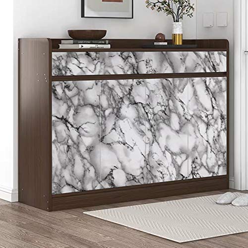 Yancorp 16"x120" White and Black Contact Paper Removable Wallpaper Pull and Stick Countertops Black and White Marble Wallpaper Self-Adhesive Peel and Stick Backsplash (White Black, 16"x120") - Image 2