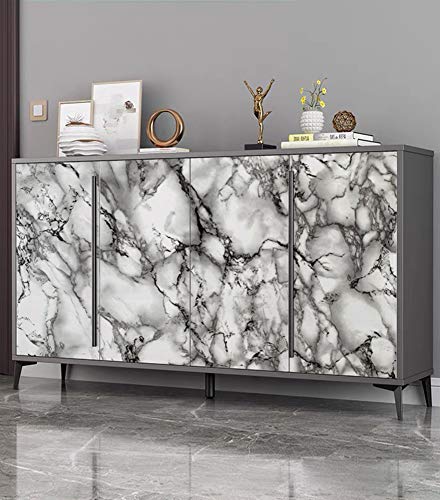 Yancorp 16"x120" White and Black Contact Paper Removable Wallpaper Pull and Stick Countertops Black and White Marble Wallpaper Self-Adhesive Peel and Stick Backsplash (White Black, 16"x120") - Image 4