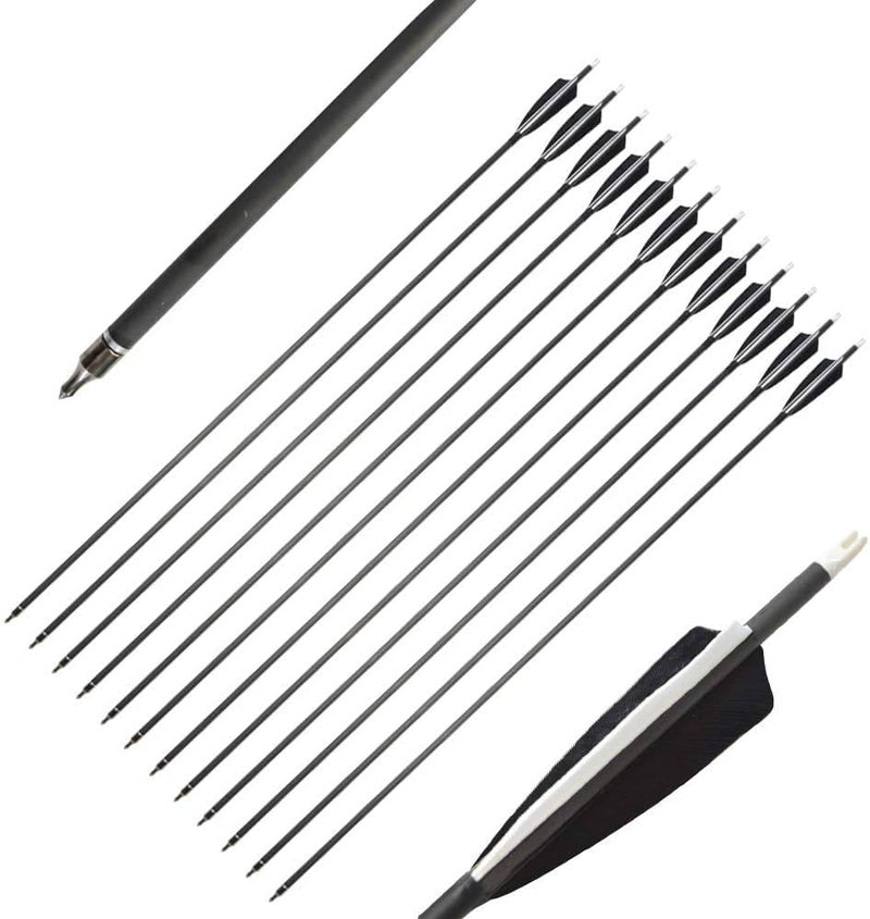 Futaba 30 inch Archery Arrows for Recurve Bow Fiberglass Target Practice (6 pcs) - Black - Image 3