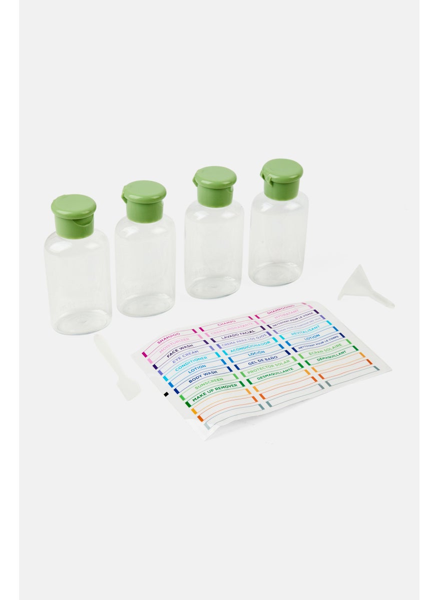 Miamica 4 Pieces Travel Bottles And Toiletry Bag Kit, Transparent  - Image 3