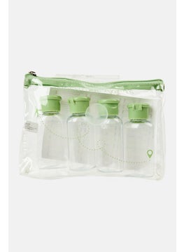 Miamica 4 Pieces Travel Bottles And Toiletry Bag Kit, Transparent  - Image 1
