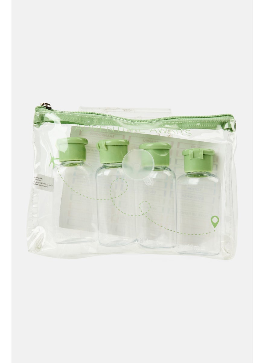 Miamica 4 Pieces Travel Bottles And Toiletry Bag Kit, Transparent  - Image 1