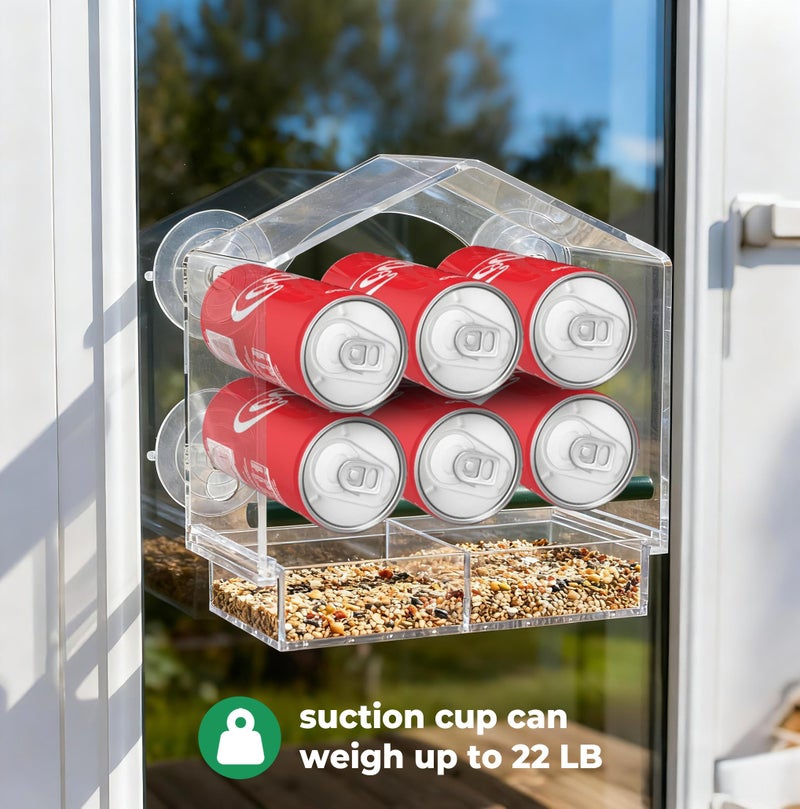 BTFSZ Window Bird Feeder with Strong Suction Cups - 2Pack Clear Sturdy Acrylic Birdfeeder for Outside Windows, 360Â° Clear View - No Drill Easy Install, Perfect for Cardinals & Finches,etc(2026 New) - Image 5