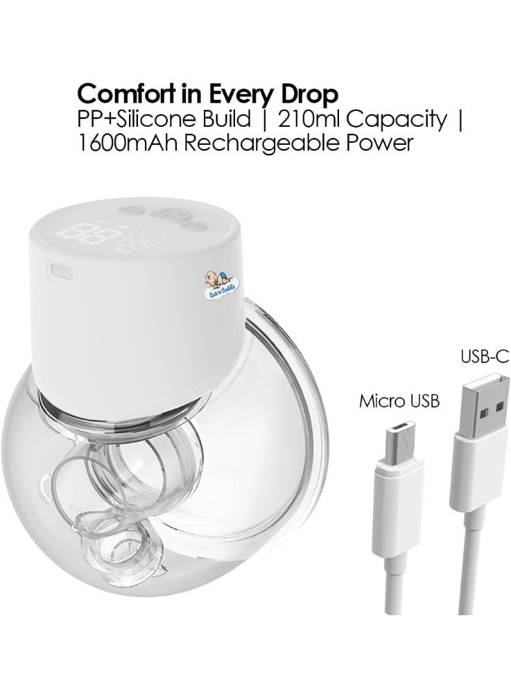 Cute 'n' Cuddle Electric Breast Pumps Hands-Free Wearable with Storage Box,- Low Noise, Touch Control LED Display | Wireless & Rechargeable | 24mm Single Pump Portable & Convenient Breastfeeding Pump for Moms - Image 2