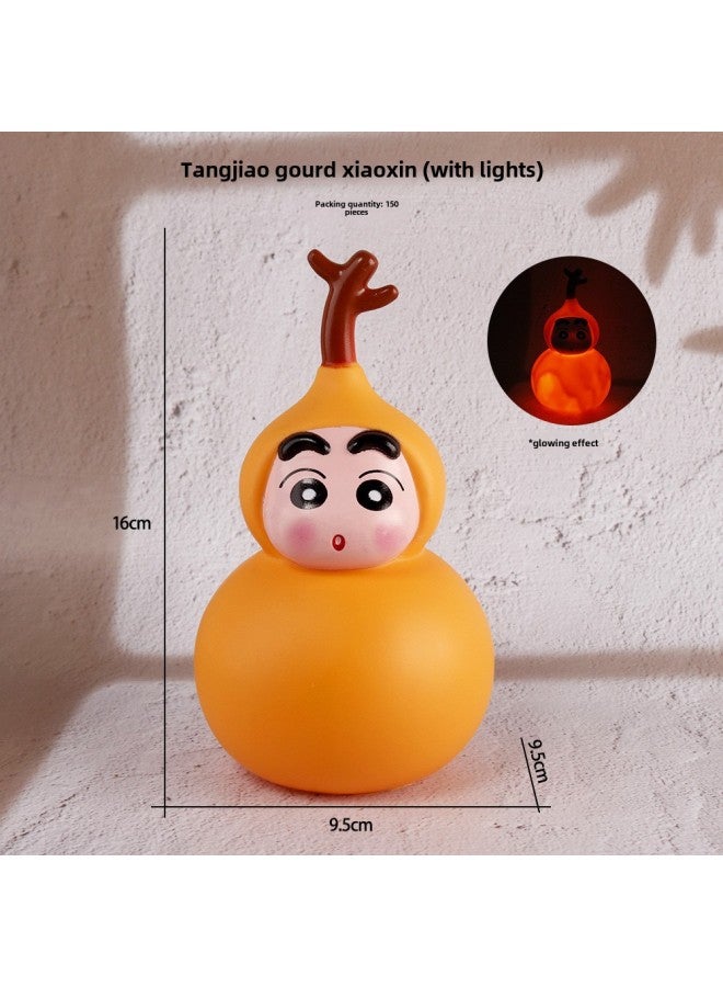 Crayon Shin Chao Play Hand-made Dimension Ornaments Fruit Series Frog Durian Vinyl Car Model Net Red Explosions-color:Hulu Xiaoxin With Light (bag)  - Image 1
