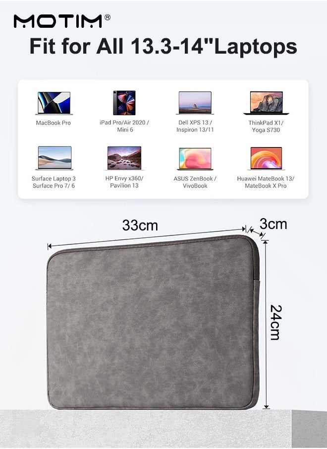 Motim - Laptop Sleeve 13.3-14'', Leather Laptop Case Shockproof Waterproof, Soft Padded Zipper Sleeve Laptop Case, Compatible with MacBook Air 13 inch M2 M3 A3113 A2681 2010-2023 M1 A2337 M2 A2179 A1932, Pro M2 A2338 M1 A2289 A2251 A2159 A1989 A1706 A1708 - Image 1