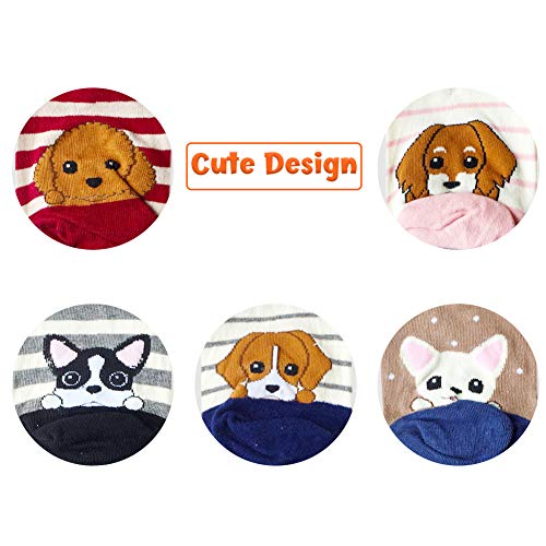 YSense Cute Socks Womens Dog Cat Novelty Animal Socks for girl Cartoon Cotton Casual Crew Funny Gifts 5 Pairs, Dog style 2 - Image 3