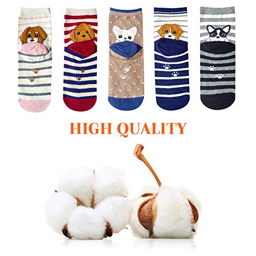 YSense Cute Socks Womens Dog Cat Novelty Animal Socks for girl Cartoon Cotton Casual Crew Funny Gifts 5 Pairs, Dog style 2 - Image 2