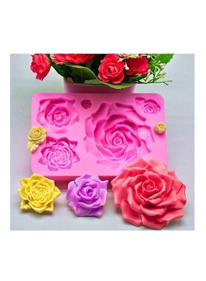 5-Cavity Decorative Rose Mould Pink - Image 5